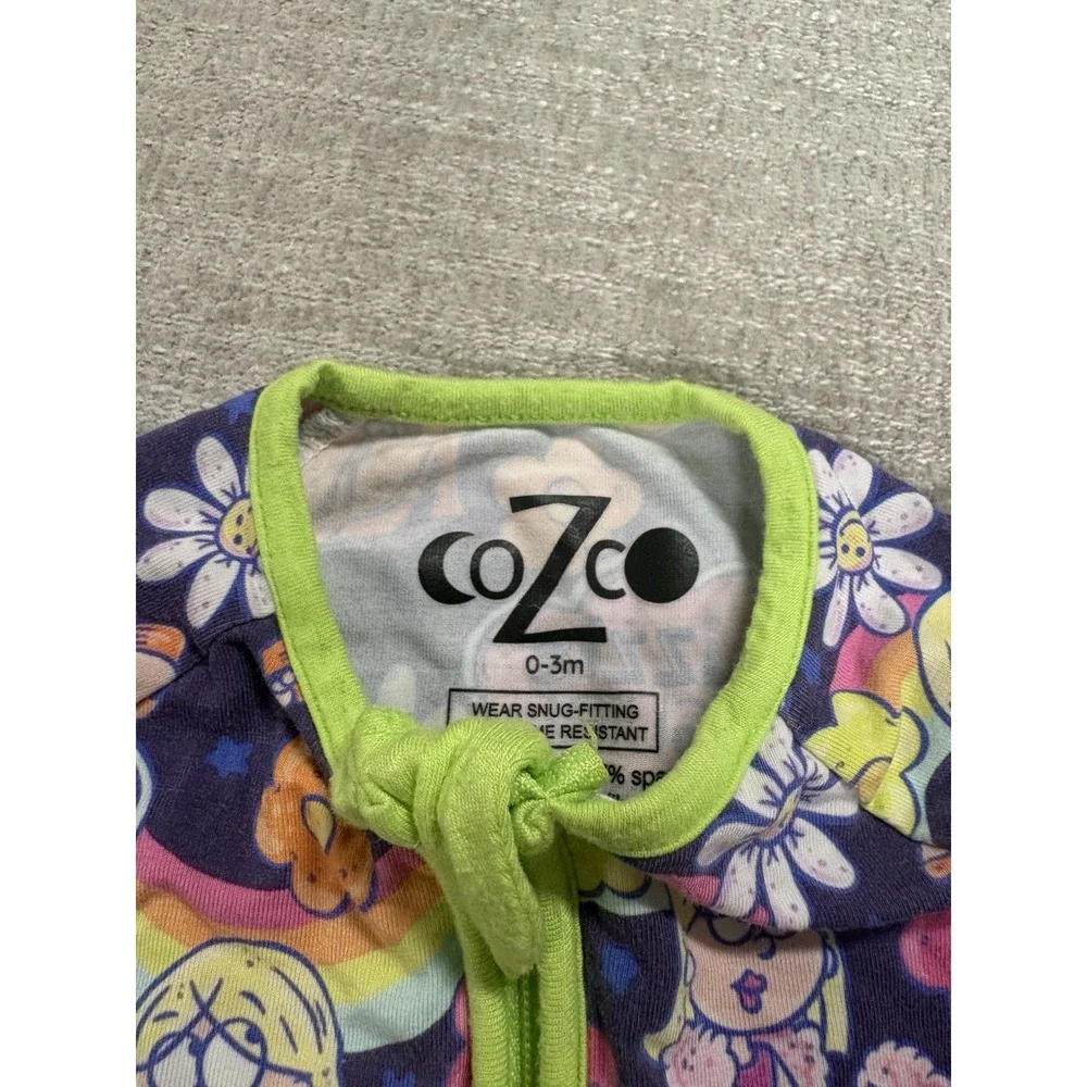 Cozco Lizzie McGuire Bamboo Zippy Pajama Size 0-3 Months Green/Purple VGUC